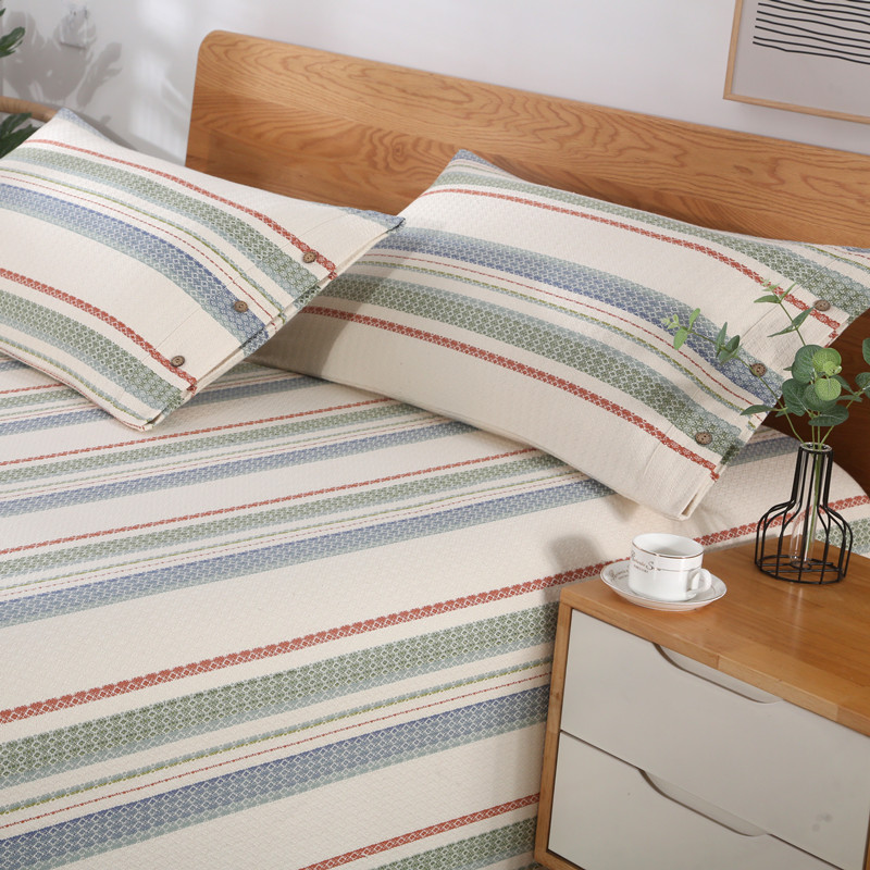 精品加厚新疆棉提花粗布床单三件套全棉亲肤斜纹加密纯棉凉席被单