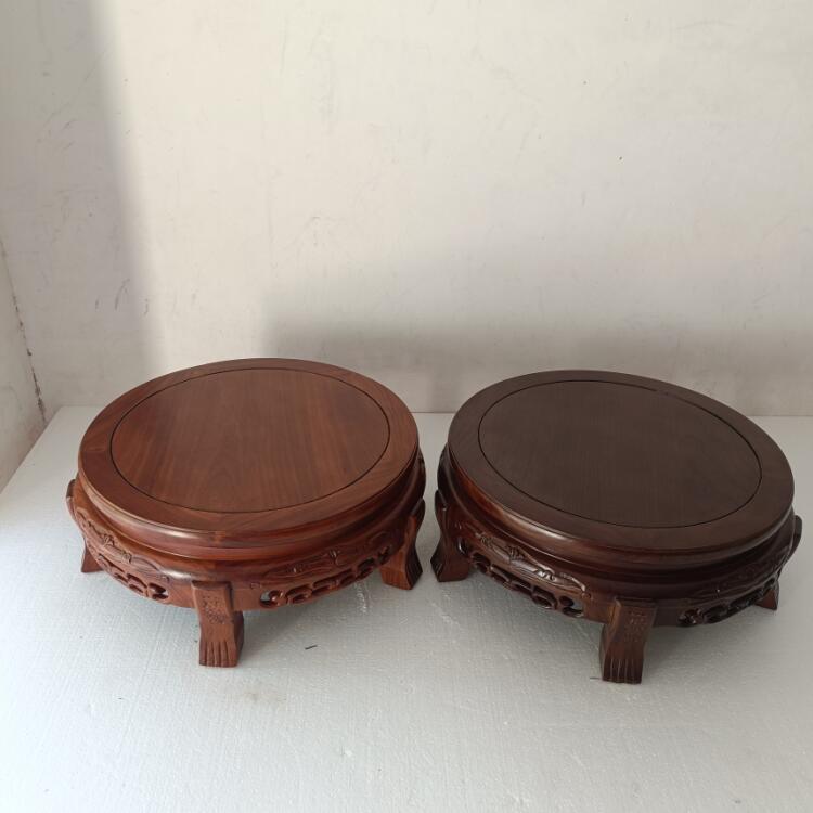 实木鱼缸架中式花架空调底座奇石工艺品矮架子大花瓶架木质置物架