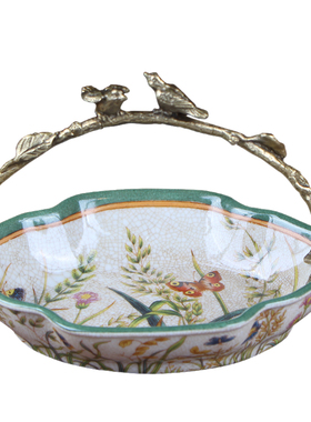 欧式陶瓷干果盘客厅茶几轻奢摆件美式家居饰品玄关钥匙创意收纳盘