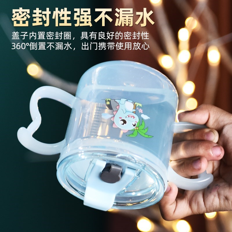幼儿园儿童刻度小水杯牛奶杯可爱卡通家用男女童喝水杯子陶瓷带盖