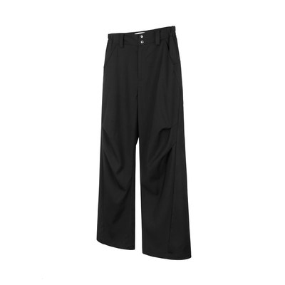 DESERTO 23SS TR面料立体剪裁分割褶皱垂感直筒西裤休闲裤长裤男