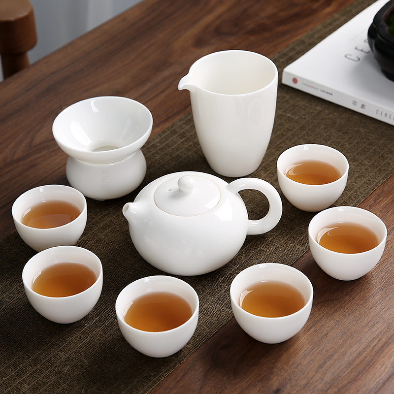 羊脂玉功夫茶具套装家用客厅高档陶瓷泡茶盖碗茶杯茶壶办公室白瓷