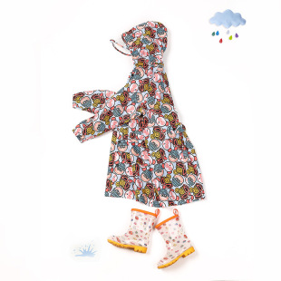 雨衣连体雨披带书包位可爱 卡通图案小学生幼儿防水男女儿童亲子装
