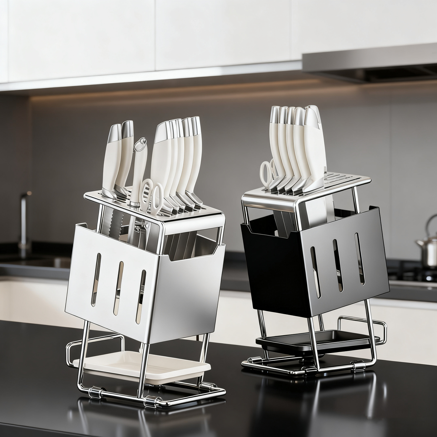 【不锈钢刀具收纳架】厨房台面