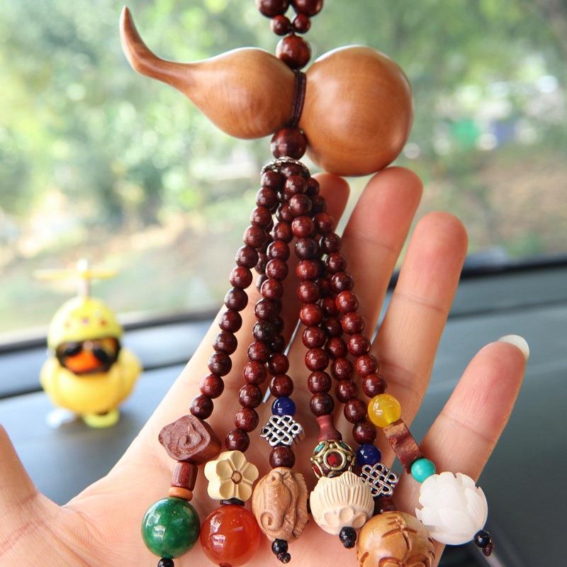 桃木莲花车挂 葫芦车挂件 黄杨莲花 貔貅汽车挂件配件 车饰品