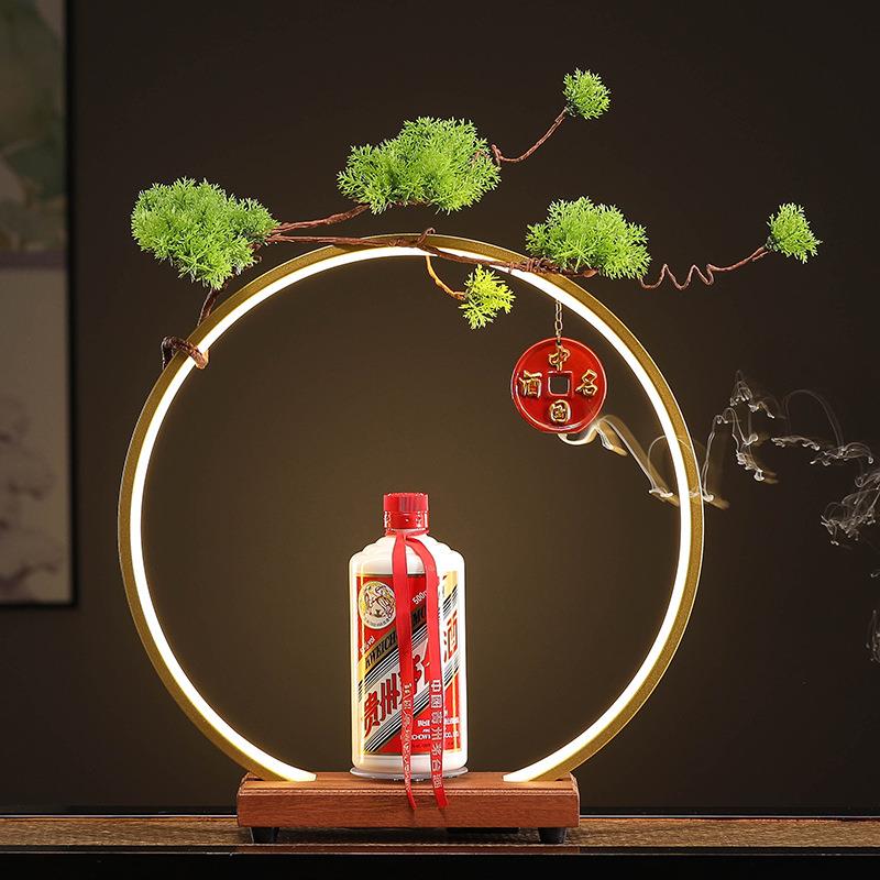国潮led灯座旋转底座酒会创意酒水展示台家居桌面发光灯圈展示架