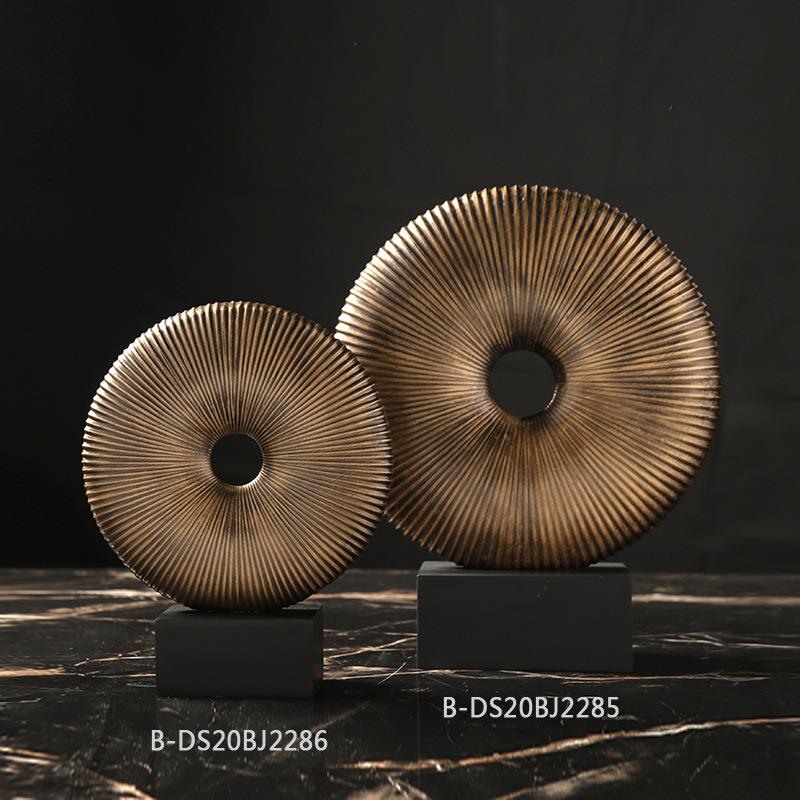 做旧复古圆环圆壁铜钱摆件电视柜床头柜玄关酒柜书柜玄关软装饰品