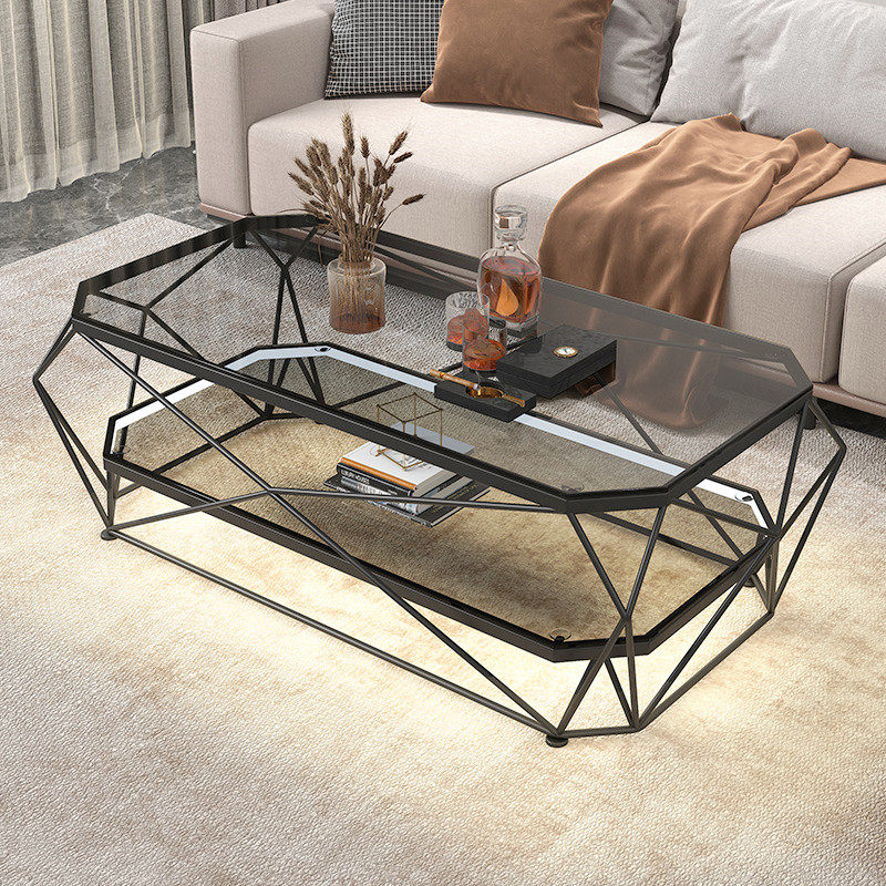 茶几小户型 客厅家用轻奢现代 长方形钢化玻璃创意双层带灯免安装,住宅家具,茶几,淘宝优惠券,粉丝福利购,淘宝优惠卷