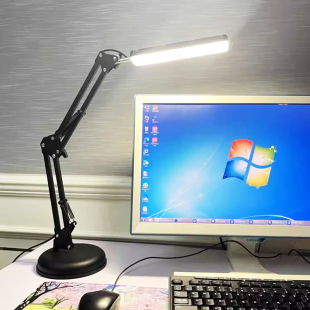 桌面阅读书写照明条形灯金属折叠悬臂圆座护眼暖光可调节亮度台灯