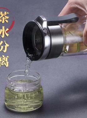 双层茶水分离泡茶杯男士玻璃杯大容量耐高温防爆防摔水杯2.024新