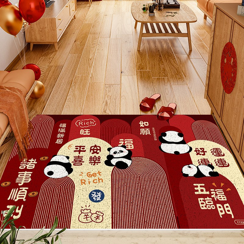入户门垫进门口丝圈脚垫可裁剪红色地毯家用玄关蹭脚垫新中式地垫