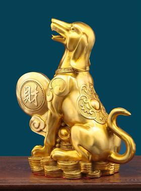 铜狗摆件西北缺角生肖狗补角坐地生财家居客厅看门狗工艺品