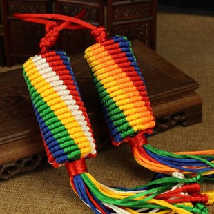 结缘价/手编 五色金刚结车挂 平安结 /哈达/长38CM 直径5CM