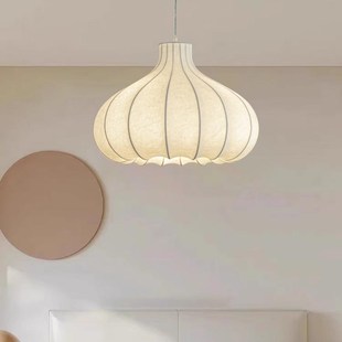 洋葱头蚕丝吊灯中古诧寂风卧室房间设计师法式复古奶油风书房灯具
