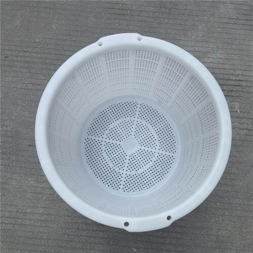 2#虾箩圆形胶筐 加厚圆形虾箩 白色水产胶框 水果采摘运输周转箩