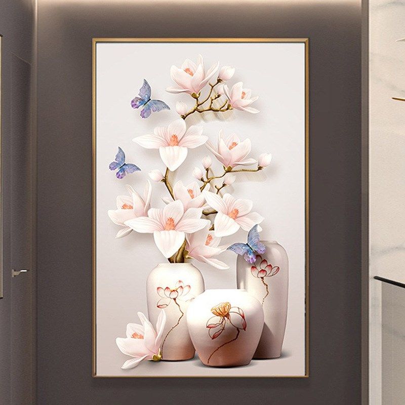 钻石绣2024新款玉兰花钻石画满钻客厅5d砖石秀玄关竖版贴钻十字绣,居家布艺,钻石绣,淘宝优惠券,粉丝福利购,淘宝优惠卷