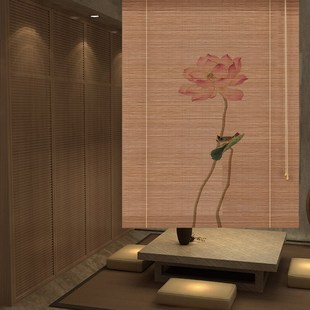 花印c花竹帘窗帘遮光遮阳卷帘手拉玄关背景书房装 新中式 饰隔断帘