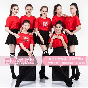 毕业班服同学diy纪念团体广告工作服企业文化衫 聚会定制te恤 印字