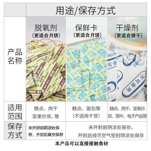 新品食品保鲜卡外控型酒精食品干燥剂蛋糕中秋月饼面包糕点防潮防
