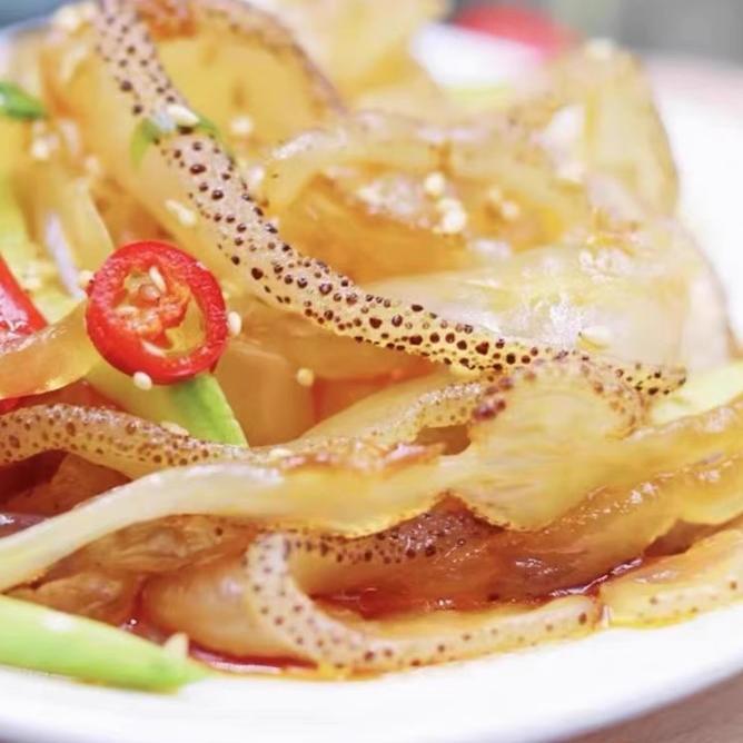 湛江吴川兴利即食海蜇头凉拌皮花丝180克香辣海鲜味脆口特产