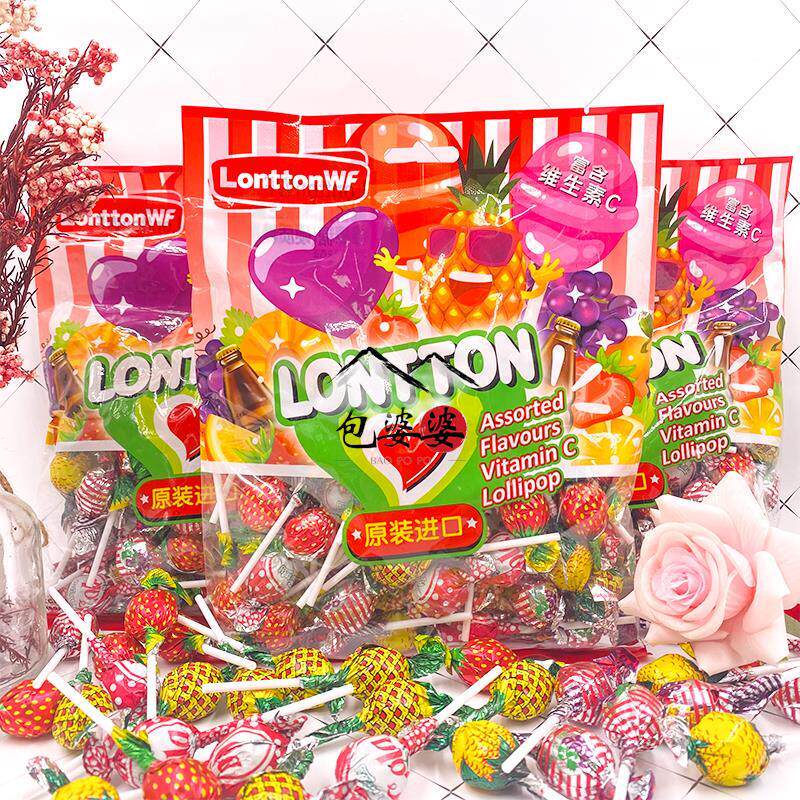 马来西亚原装进口维C水果糖lonttonwf棒棒糖结婚喜糖解馋糖果零食