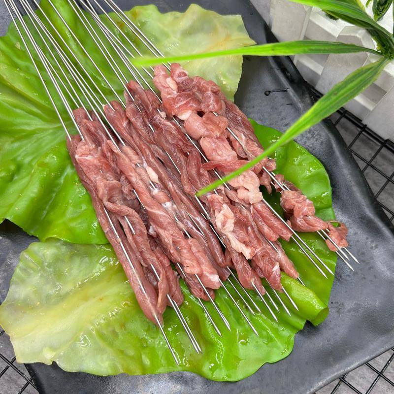 新品1000串钢签新鲜牛肉小串商用半成品油炸铁板烧烤食材铁丝烤肉