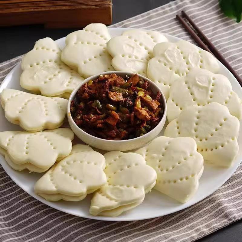 荷叶饼陕西渭南大荔特产手工月亮馍肉夹馍速食馒头商用非胚真空装