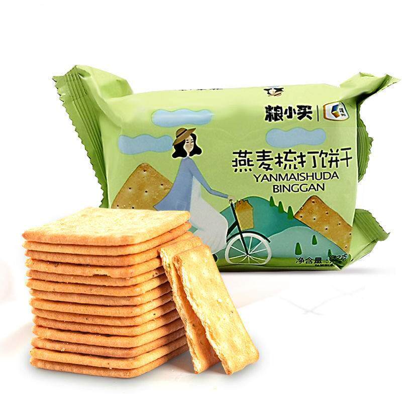 中粮粮小买燕麦苏打梳打饼干300g盒装原味葱香味 解馋学生代餐零