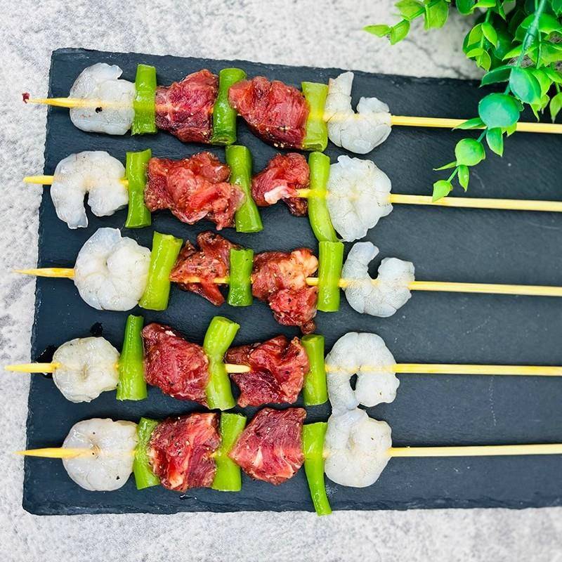 新品虾仁牛排肉串商用新鲜牛肉串烧烤油炸食材铁板虾仁串半成品