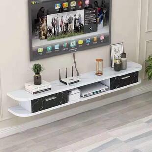 家用悬空电视柜客厅背景墙壁挂式机顶盒收纳柜简约现代长条置物架