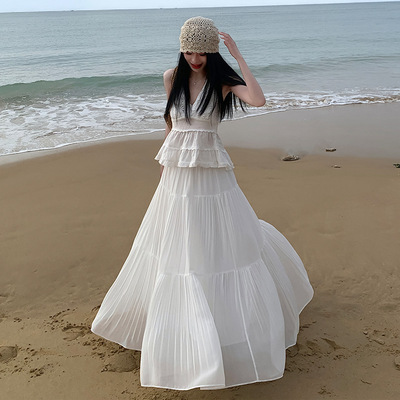 夏日绝美气质海边出游拍照穿搭套装女两件套裙装度假风海岛沙滩