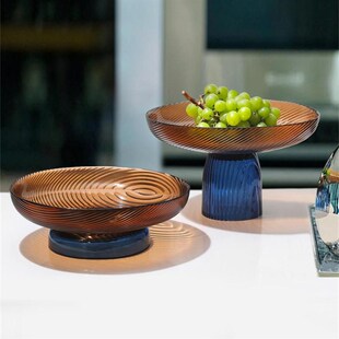 简约 轻奢风大水果盘甜品台玻璃托盘高脚家用客厅茶几蛋糕点心法式