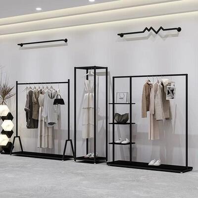 衣服展示架服装店专用陈列架组合简约黑色落地式挂衣架女装店货架