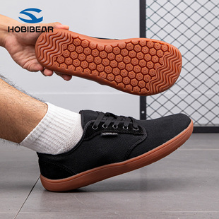 HOBIBEAR男鞋 宽楦赤足室内健身训练4E宽头平步软底防滑网面透气夏