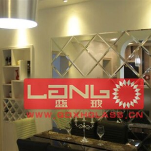 定做艺术玻璃电视墙餐厅背景墙菱形拼镜组合镜优质防水白镜片安装