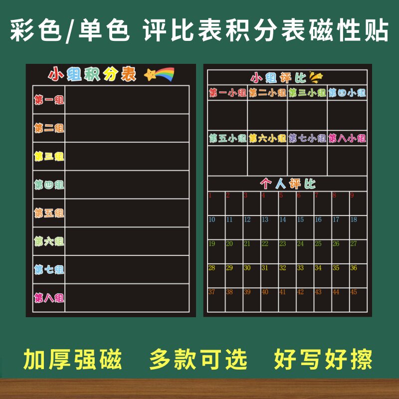 磁性小组积分表黑板贴小学生学号表小组个人评比表班主任班级评比栏磁贴班级学生小组竞赛奖励磁力贴黑板磁贴