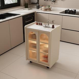 厨房小餐柜可移动岛台柜备餐桌带轮子调料收纳柜料理台置物架
