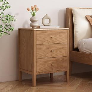 全实木北美FAS橡木床头柜简约床边柜北欧抽屉收纳柜工厂直销