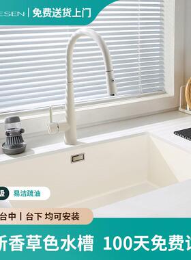 厨房水槽大单槽白色风sus304不锈钢家用纳米台下盆洗碗水池洗菜盆