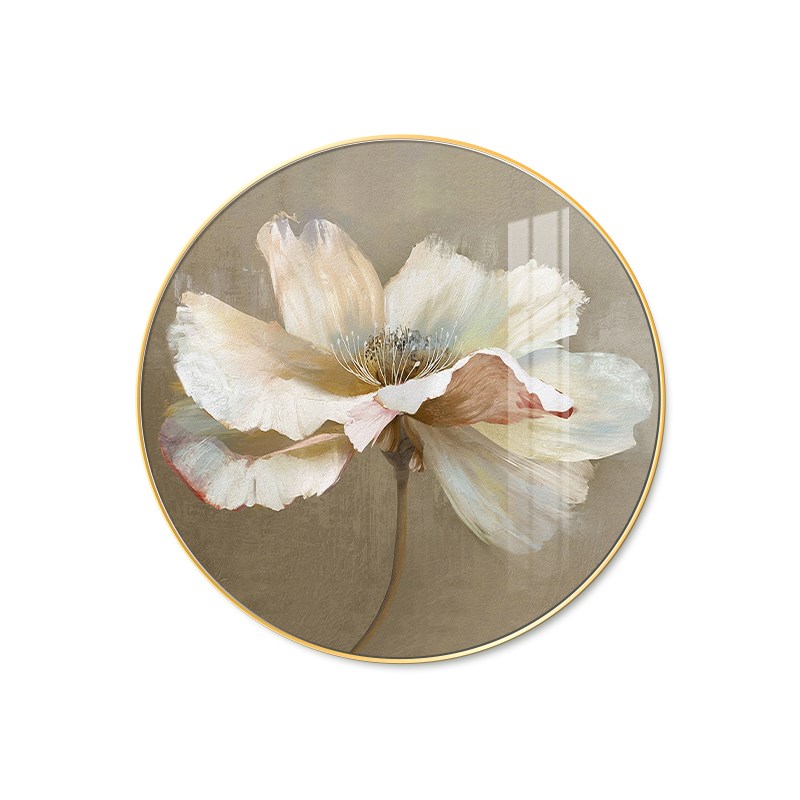 圆形玄关装饰画美式入户正对门客厅挂画现代轻奢走廊过道餐厅壁画图片