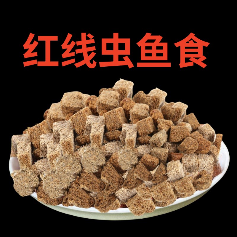 红线虫鱼食冻干水蚯蚓粘贴片红丝虫燕鱼孔雀灯科斗鱼迷你鹦鹉饲料