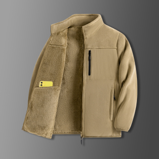 卫衣秋冬装 加绒保暖衣立领奥粒绒大码 休闲抓绒衣外套 男装 2025新款