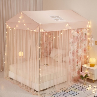 高级小房子落地床帘遮光床幔公主风帐篷儿童蚊帐女孩家用蚊帐 新款