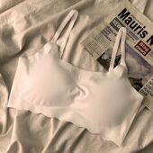 安心猫无痕冰丝内衣女学生吊带运动无钢圈少女文胸显小透气背心薄