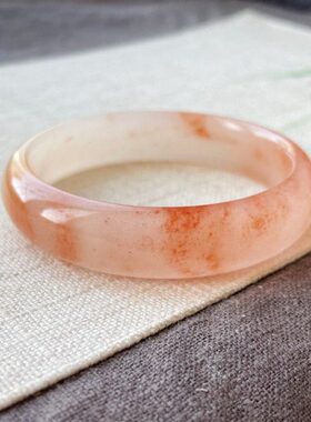 灵玥美玉精品彩玉宝石光金丝玉手镯地表料原生态冰翠天山翠桃花酿