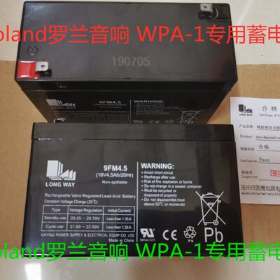 Roland罗兰音响电瓶WPA-1 9FM4.5 18V4.5AH便携式蓝牙音箱蓄电池