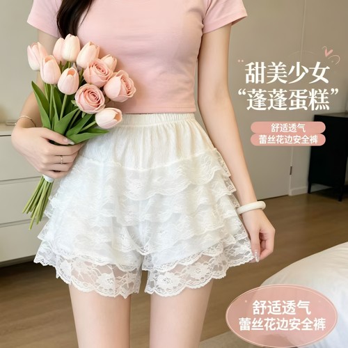【白色蕾丝打底裤】防走光可外穿