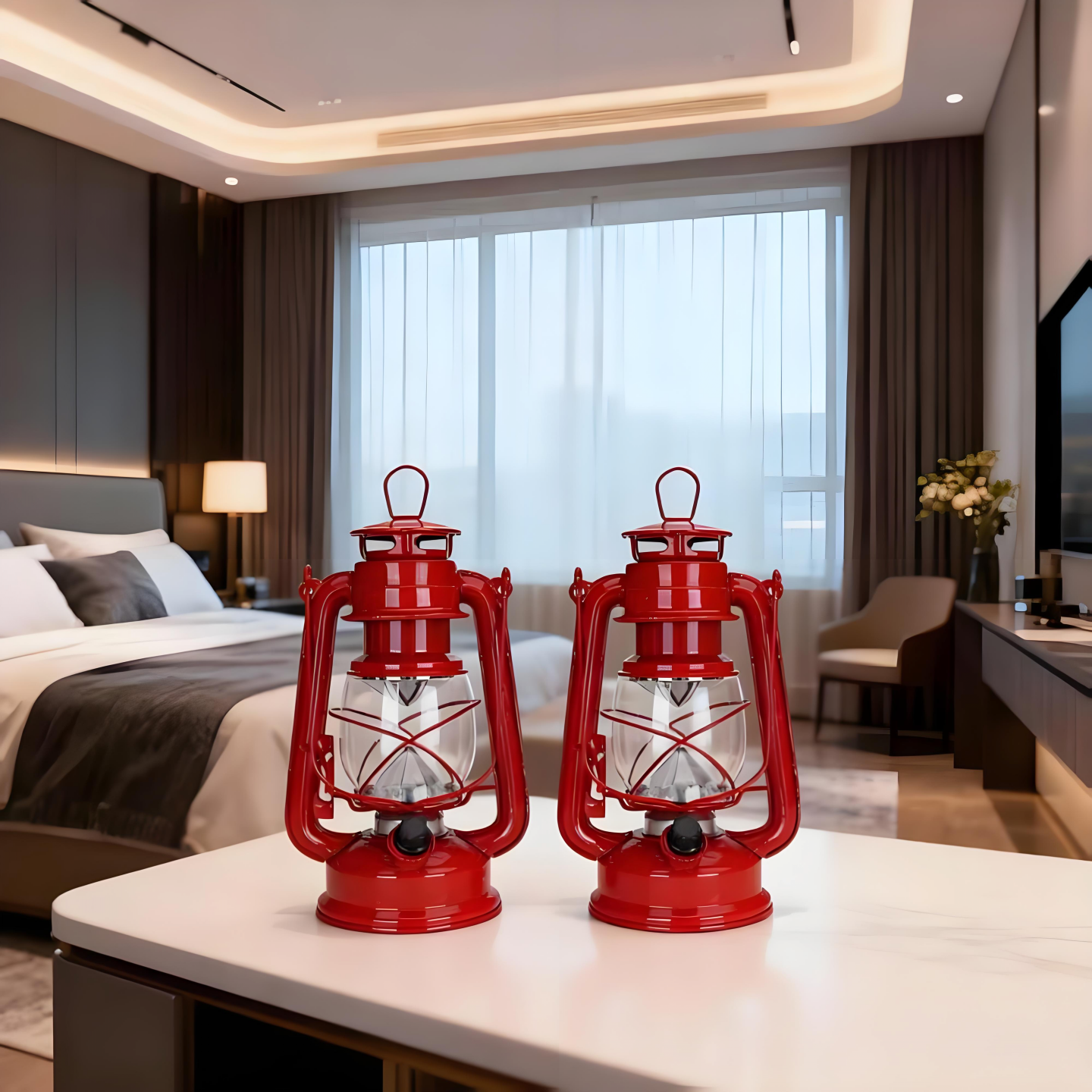 创意家居摆件复古LED充电式马灯客厅茶室卧室床头柜怀旧小夜台灯