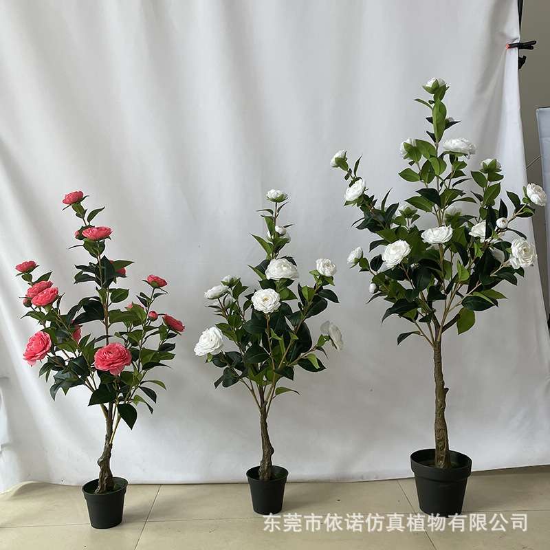厂家直销仿真茶树盆栽人造室内假茶花树花卉绿植客厅落地植物装饰