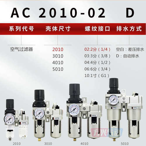气源处理器AC3010-03油水分离器空压机调压过滤器气动二联件AW+AL